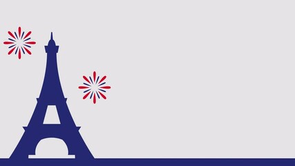 Eiffel Tower And Bastille Day Fireworks Background Animation. 4k Animation - Powered by Adobe