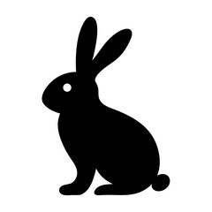 A stark black and white silhouette of a rabbit on a white background