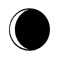 Black circle with crescent shape on the left side of it