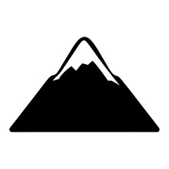 A silhouette of a mountain with a white snowy peak landscape