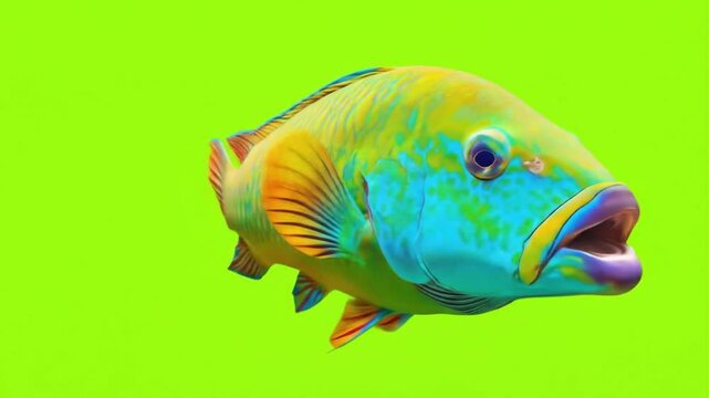 Vivid colorful fish opens its mouth