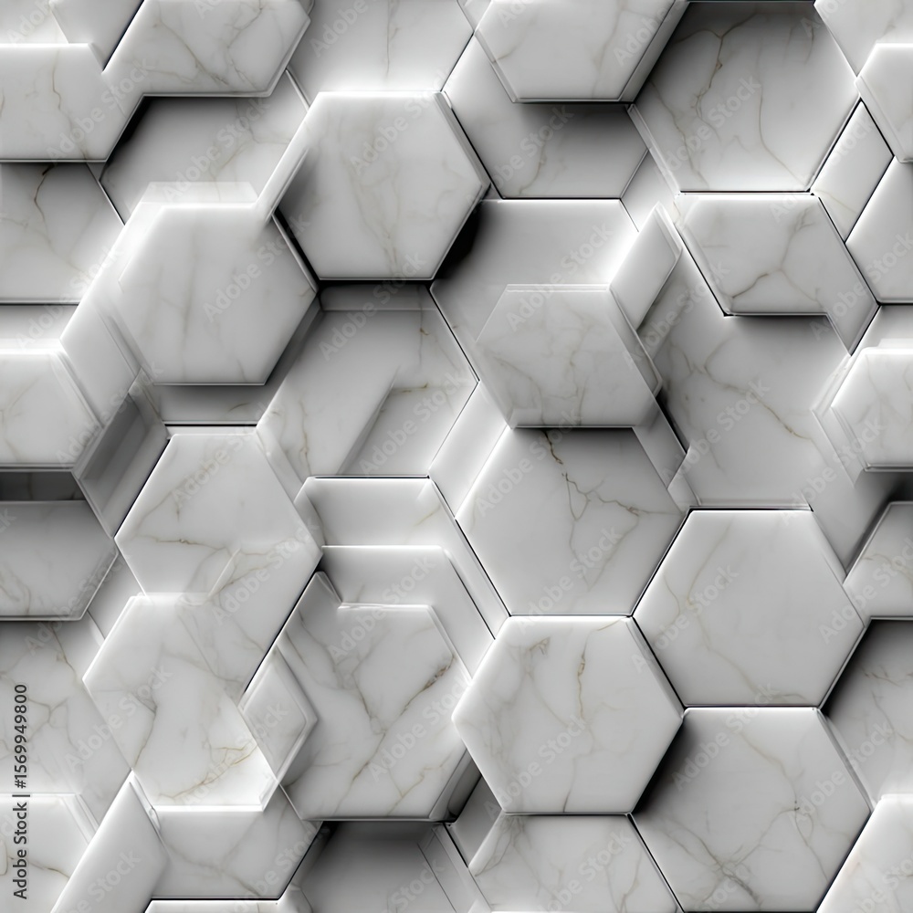 Aufkleber this seamless white hexagonal marble tile pattern showcases an elegant design perfect for modern int