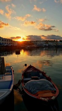 Sunset at the old port of Bizerte, Tunisia