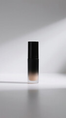 Sleek black nail polish bottle, glossy finish isolated on white background