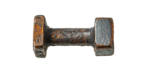 Rusty Vintage Dumbbell. Symbol Of Fitness, Strength, And Endurance Isolated On Transparent Background