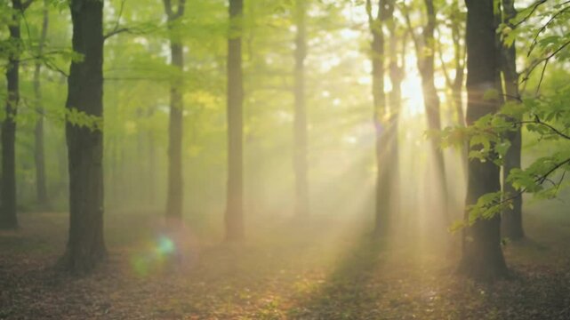 blurred spring forest light bokeh nature abstract background video