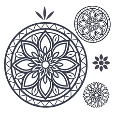 Ornamental SVG Mandala Series with Nested Symmetry for Cutting seamless floral laser 