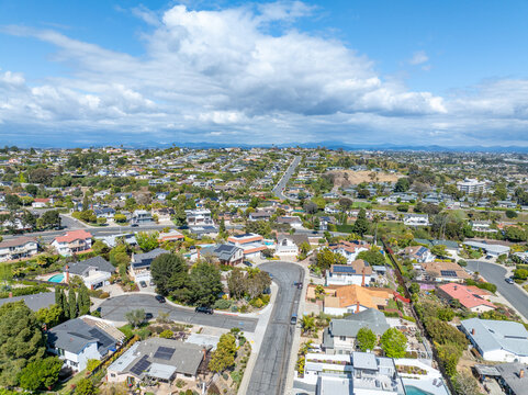 Aerial view of residential urban sprawl in San Diego, South California, USA