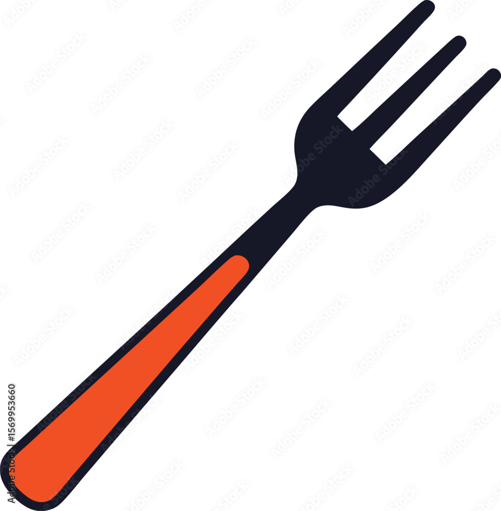 Fototapete elegant utensil: this minimalist image features a modern fork, rendered in sleek lines and a vibrant