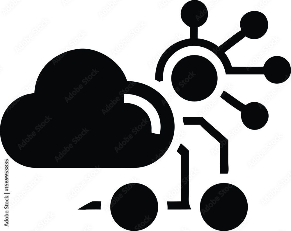 Aufkleber black cloud computing icon network data server technology digital abstract graphic vector