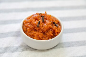 Traditional homemade creamy pumpkin sweet known as chimia, a traditional sweet from European and Eastern European culture in the southern region of Brazil