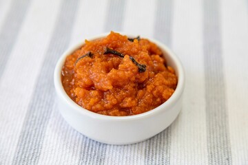 Traditional homemade creamy pumpkin sweet known as chimia, a traditional sweet from European and Eastern European culture in the southern region of Brazil