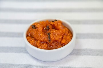 Traditional homemade creamy pumpkin sweet known as chimia, a traditional sweet from European and Eastern European culture in the southern region of Brazil