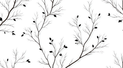Seamless pattern with tree branches and leaves for surface design and other design projects. A modern trend in line art style drawing. Elegant silhouette of branches. 98391921 1