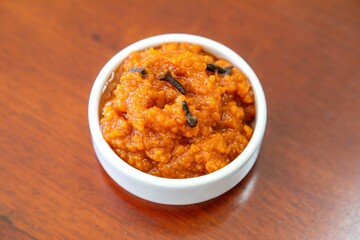 Traditional homemade creamy pumpkin sweet known as chimia, a traditional sweet from European and Eastern European culture in the southern region of Brazil