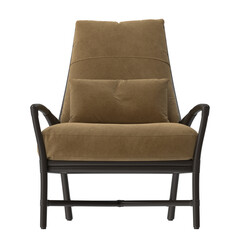 Outdoor Patio Chair with Bamboo Frame and Mustard Cushion, Front View