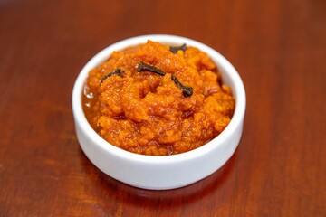 Traditional homemade creamy pumpkin sweet known as chimia, a traditional sweet from European and Eastern European culture in the southern region of Brazil