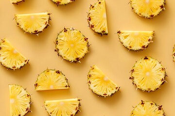 Pineapple slices with yellow background. (7)