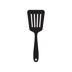 stainless steel plastic kitchen spatula spoon silhouette vector icon symbol isolated on white background