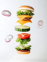 Floating Burger Ingredients. (3)