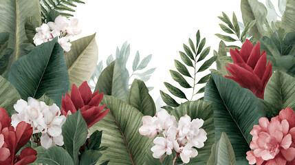 Beautiful vector seamless tropical floral pattern with hand drawn watercolor exotic jungle flowers. Stock illustration. 12894547 1