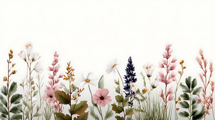Beautiful floral seamless pattern with hand drawn watercolor wild herbs and flowers. Stock illustration. 18986497 1