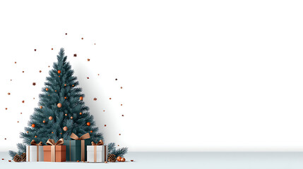 Beautiful Christmas tree illustration. Hand drawn Xmas tree with decorations clip art. Ready to use print for invitation cards, gifts. 87120764 1