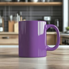 Purple Mug with Kitchen Counter.