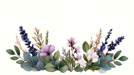 Beautiful floral frame with hand drawn watercolor wild herbs and flowers. Stock illustration. 66208787 1