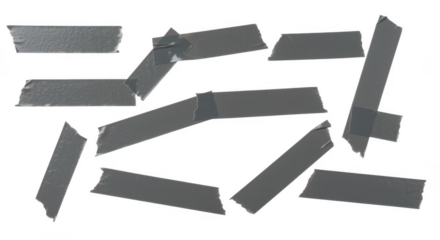 Arrangement of Grey Tape: A captivating arrangement of grey tape fragments, artfully positioned to showcase textures and shapes. Capturing the beauty of everyday materials in a simple.