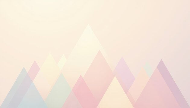 triangles forming abstract mountain shapes in soft pastel tones with gradient fills, set against a clear warm tone background.