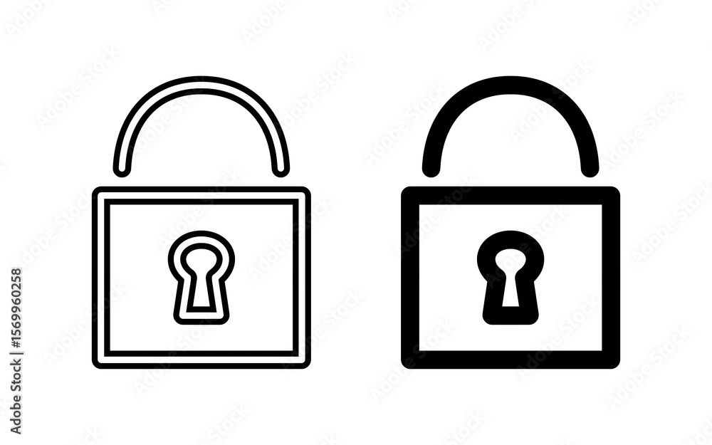 Poster padlock icon set with simple and modern design