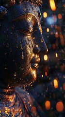 Weeping Buddha with Night Rain, and Lights.