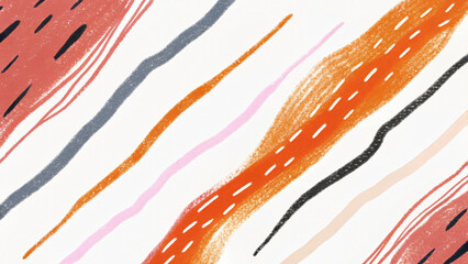 Dynamic Abstract Background with Diagonal Brush Strokes and Lines in Bold and Muted Colors