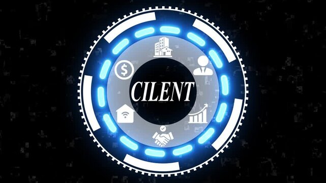 A cilent Digital Business Technology Concept HUD Innovative Business Solutions UI Design Modern Business Growth Technology Visualization.