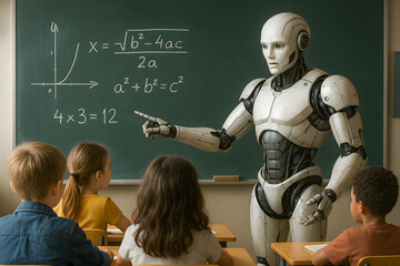 Robot Instructor Teaching Math to School Children