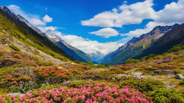  lush valley in sikkim with rhododendrons india