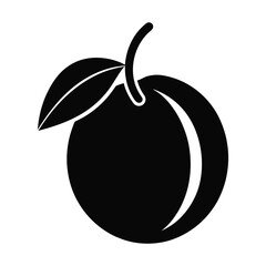 black silhouette Simple Peach the  logo  white background.