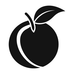 black silhouette Simple Peach the  logo  white background.