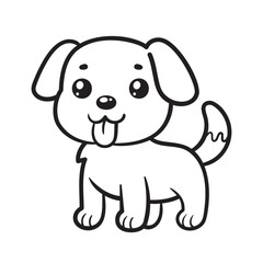 Doodle Vector Illustration of a Dog in Cartoon Style. Isolated on white background. Fun drawing cartoon style icon. Perfect for pet-themed, childrens, or lifestyle design projects.