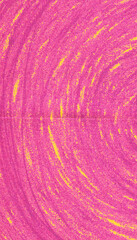 scanned halftone paper overlay featuring a vibrant pink and yellow crayon texture with visible fold lines running horizontally and vertically across the surface. 