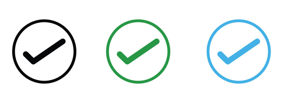 Check box icon with correct, accept checkmark icons green tick box, check list circle frame - checkbox symbol sign,vector illustration.