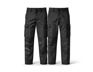 Pair of black work pants with camouflage pattern