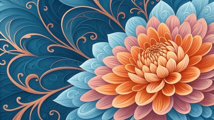Vibrant floral bloom with swirling patterns floral illustration abstract