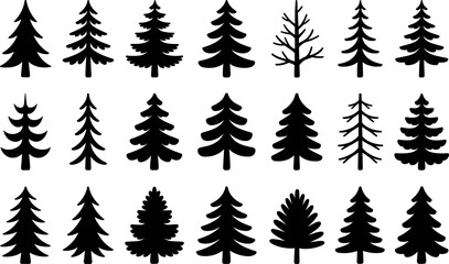 Palm Tree Silhouette Icon Set – Tropical Beach Vector Elements
