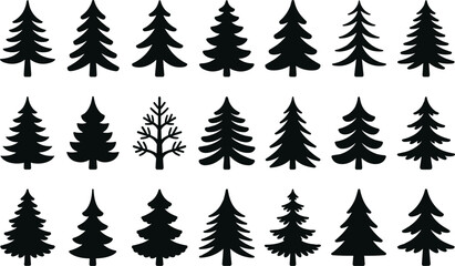 Palm Tree Silhouette Icon Set – Tropical Beach Vector Elements
