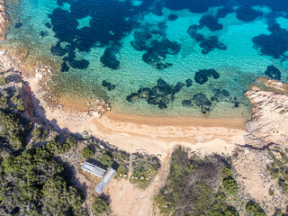 Small cove in Capo Coda Cavallo seen from above