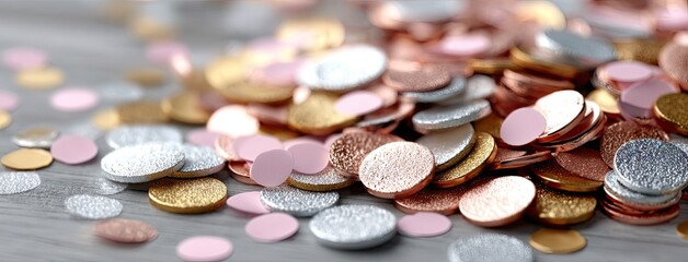 Colorful confetti falling against a bright backdrop creates a festive atmosphere perfect for party invitations and event announcements