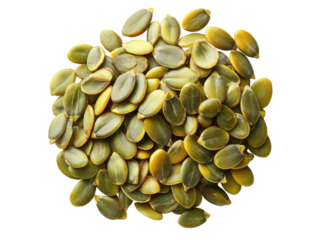 A pile of green seeds on a white background