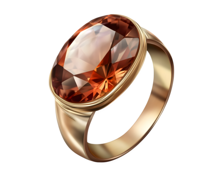 realistic school class ring mockup, angled view with a gemstone, isolated on transparent background